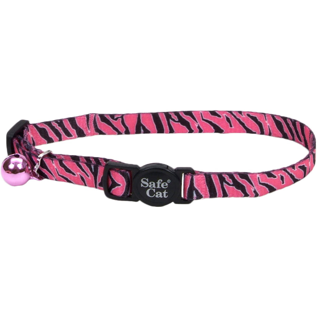 Safe Cat Fashion Adjustable Breakaway Collar 3/8" 8-12" - Pink Zebra