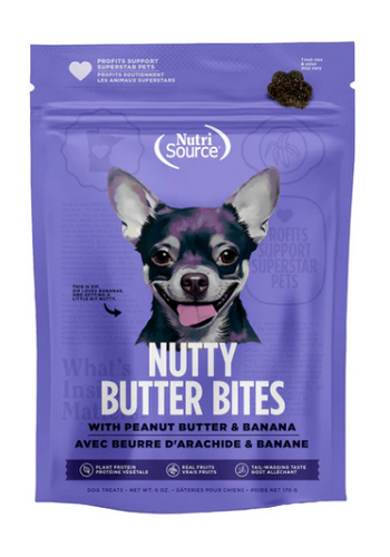 NutriSource Nutty Butter Bites Dog Treats - Peanut Butter & Banana Flavor, 6 oz