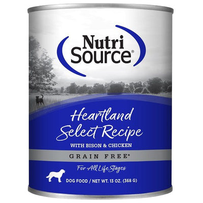 NutriSource Grain Free Heartland Select Dog Food - 13 oz Can (Chicken, Bison, Liver Pate)