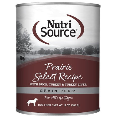 NutriSource Grain Free Prairie Select Canned Dog Food, 12.3 oz