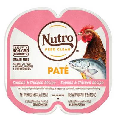 Nutro Perfect Portions Salmon & Chicken Grain-Free Pate Wet Cat Food, 2.6 oz Trays (24 Count)