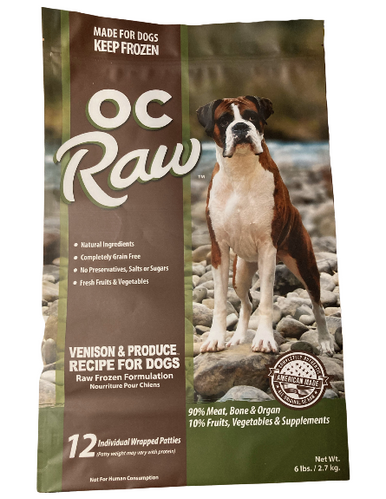 OC Raw Venison & Produce Patties Dog Food - Grain-Free, Frozen Raw, 6 lb Bag
