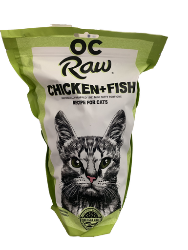 OC Raw Cat Frozen Chicken & Fish Mini Patty Portions 2 lb