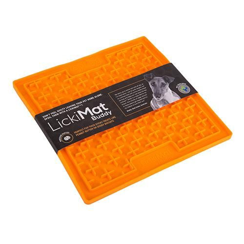 LickiMat Classic Buddy Slow Feeder Mat - Dog & Cat Anxiety Reducer, Boredom Buster - Orange