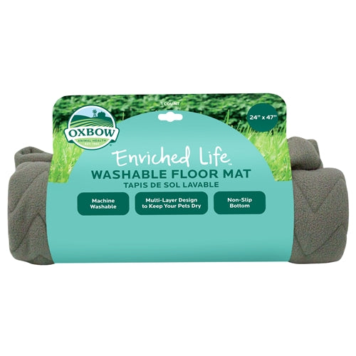 Oxbow Enriched Life Washable Floor Mat - 24" x 47" - Small Pet Cage Liner, Soft & Absorbent