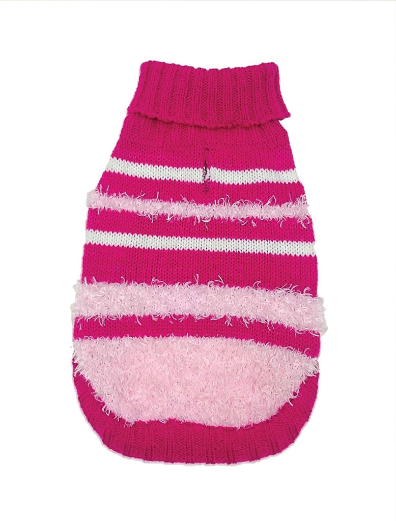 Fashion Pet Looking Good Pink Striped Sweater - Size M, Dog Apparel