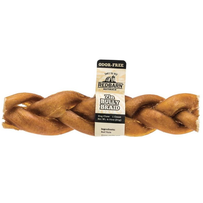 Redbarn Odor Free Braided Bully Stick 7" Dog Chew Treat