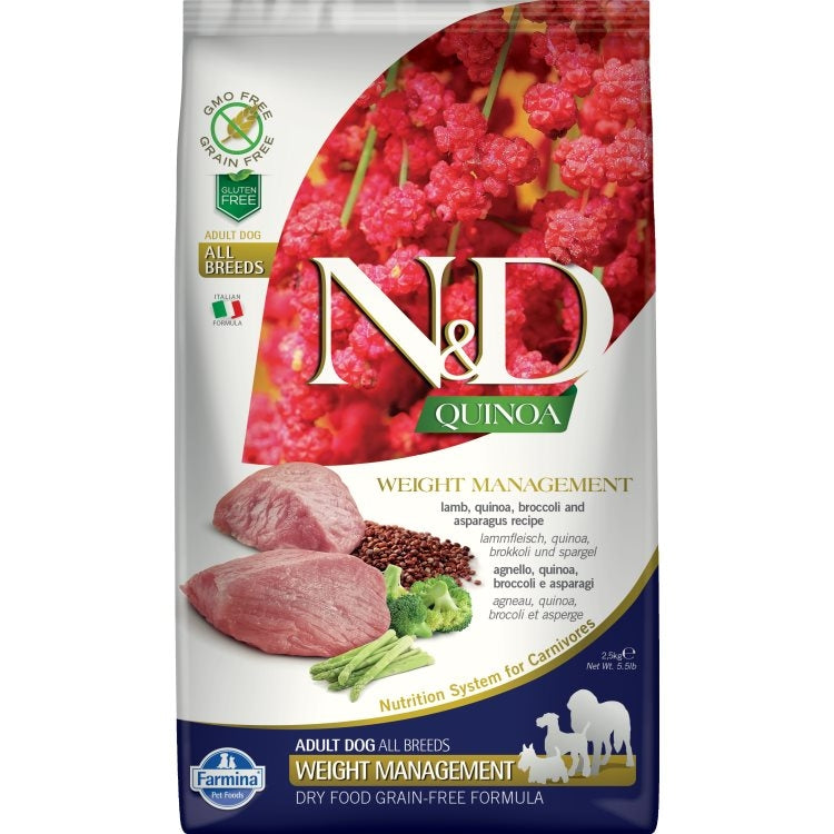 Farmina N&D Quinoa Weight Management Lamb Recipe - All Breeds Adult Dry Dog Food - 7 kg / 15.4 lb Bag