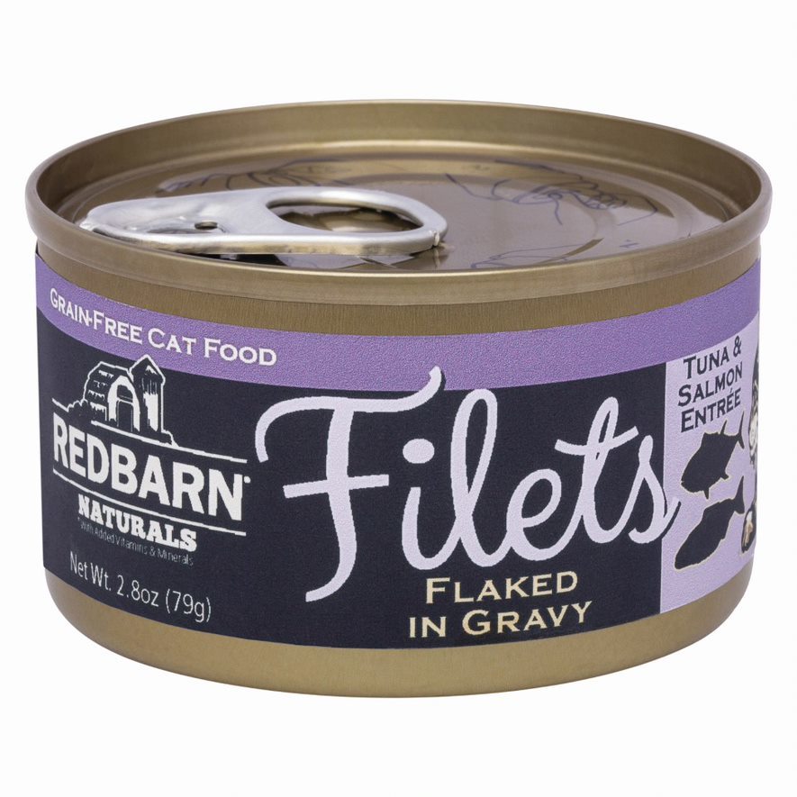 Redbarn Filets Flaked in Broth Tuna & Salmon Wet Cat Food, 2.8 oz Cans (12 Pack)