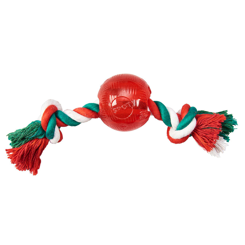 Holiday Play Strong Dog Toy with Rope Tug - Small Breed Festive Fun