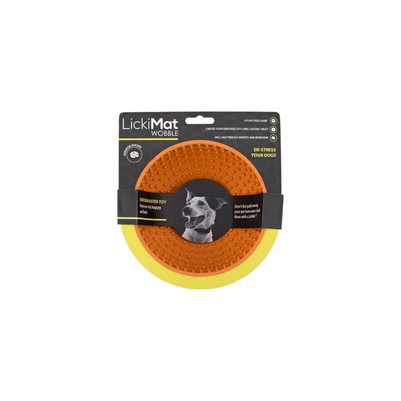LickiMat Wobble Orange - Dog Slow Feeder Bowl - Boredom Buster Treat Mat