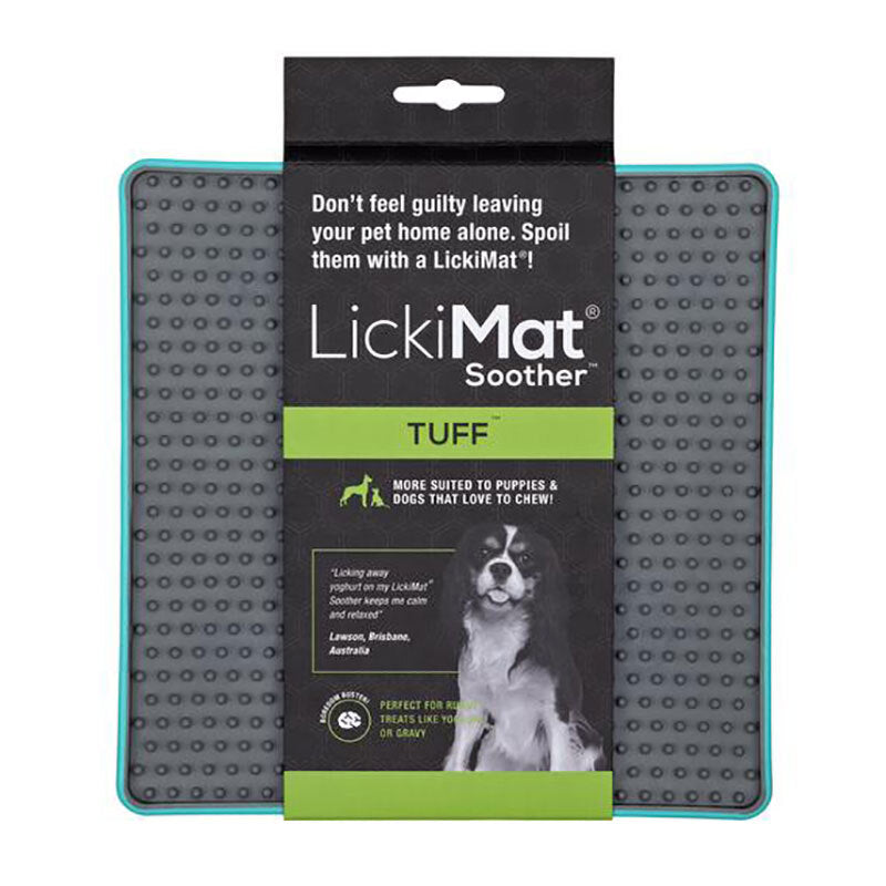 LickiMat Tuff Soother - Turquoise - Boredom Buster for Dogs - Treat Slow Feeder