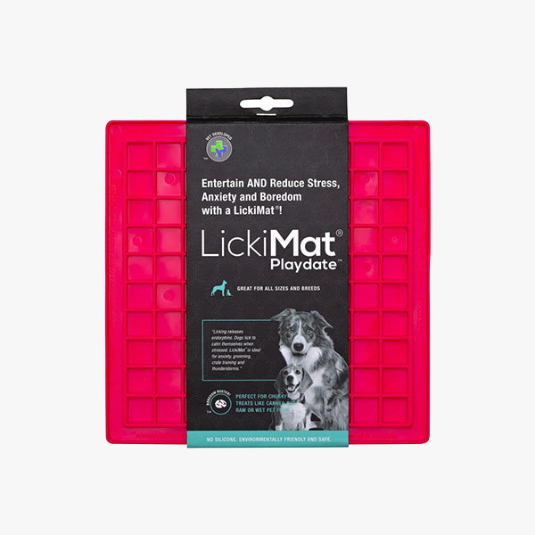 LickiMat Playdate Dog & Cat Slow Feeder - Boredom Buster for Treats, Yogurt, & Peanut Butter (Pink Available)