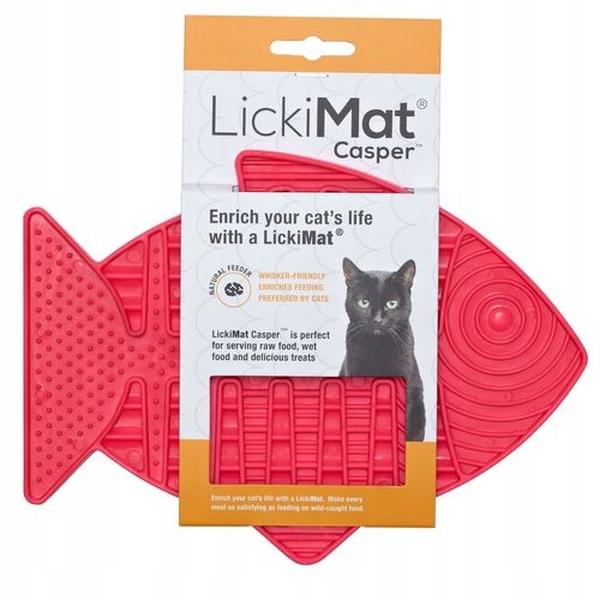 LickiMat Casper Cat Slow Feeder Mat - Pink - Boredom Reducer & Anxiety Relief