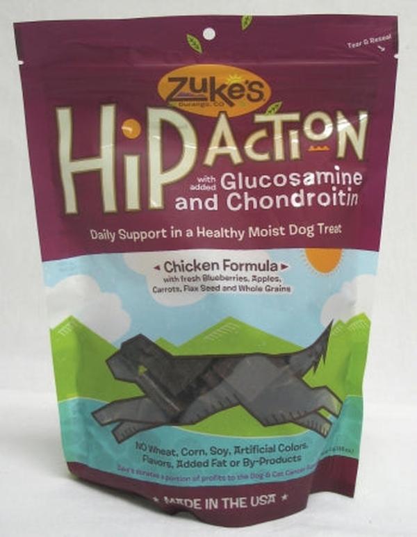 Zukes Hip Action Hip & Joint Supplement Dog Treat - Roasted Chicken Recipe - 1 lb