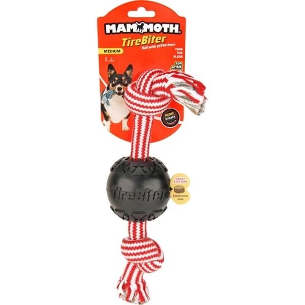 Mammoth 3" Tirebiter Ball w/Treat Station & 2 Knot Bone - Dog Toy