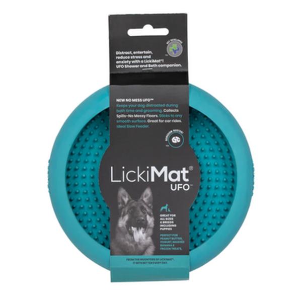 LickiMat UFO Dog Slow Feeder Mat - Turquoise - Suction Cup Lick Pad for Vertical & Horizontal Use