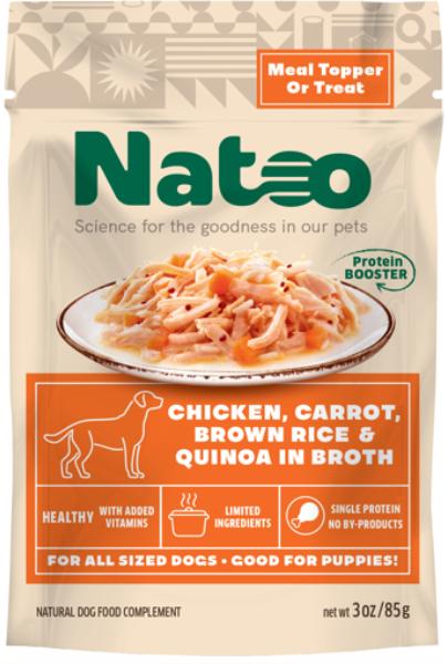 Natoo Dog Food Topper, Chicken, Carrot, Brown Rice & Quinoa in Broth, 3 oz