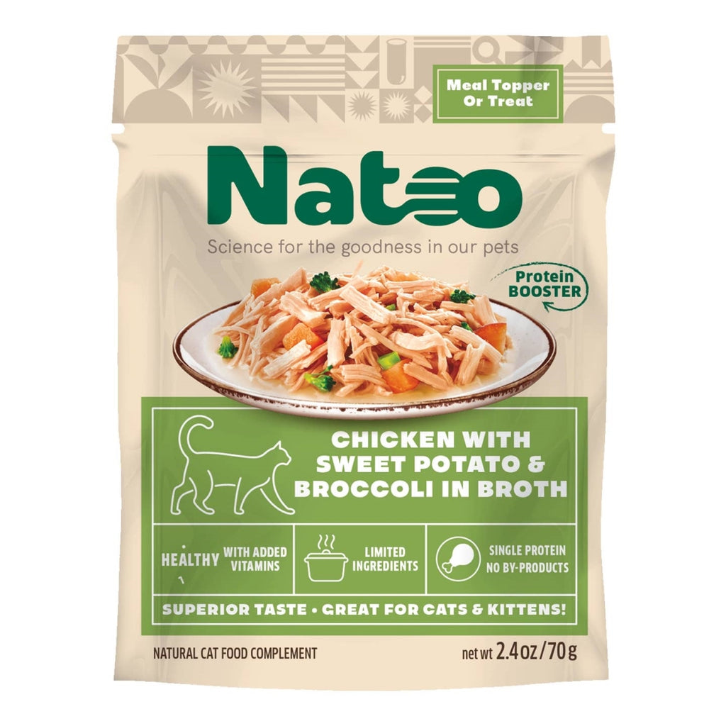 Natoo Cat Meal Topper - Chicken, Sweet Potato & Broccoli, 2.4 oz Pouch