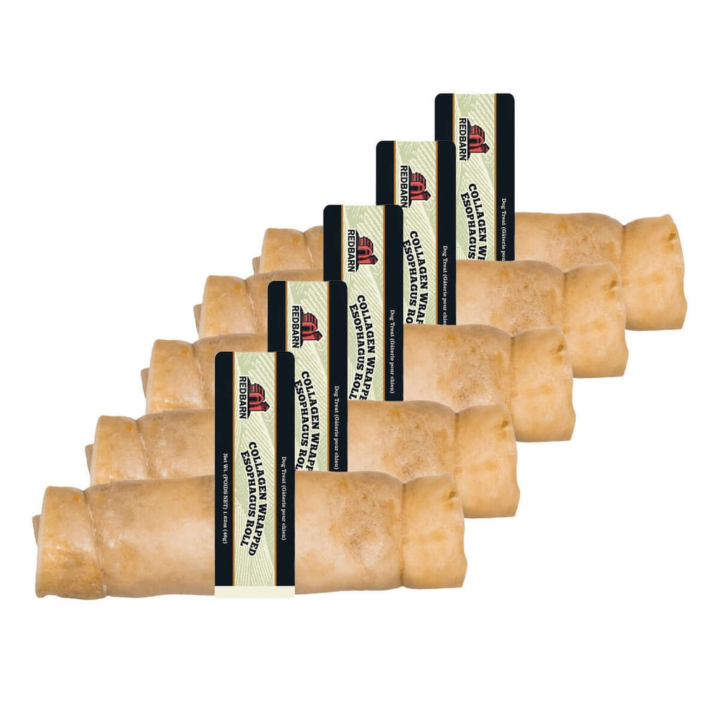 Redbarn Collagen Wrapped Esophagus Roll Dog Treat, Medium, 25 Count
