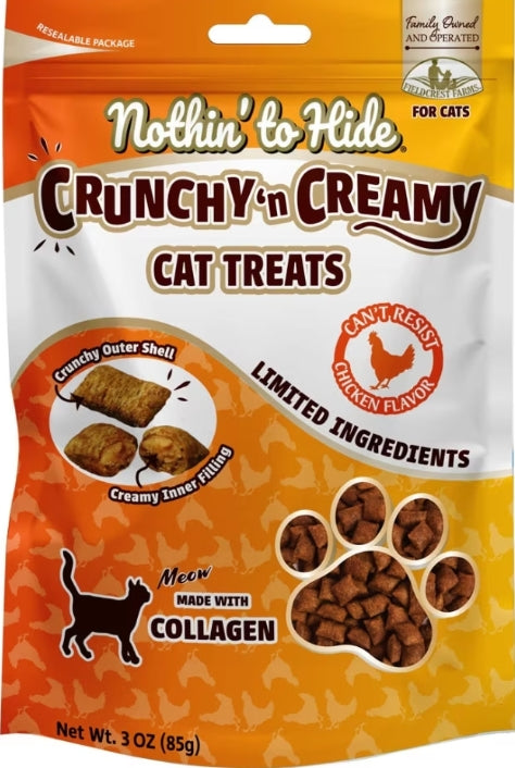 Fieldcrest Farms Nothin' To Hide Collagen Cat Treats - Chicken Flavor - 3 oz Bag