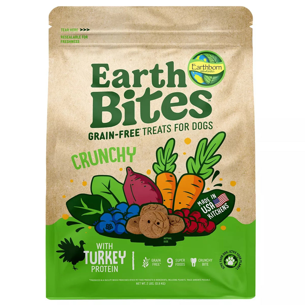 Earthborn EarthBites Crunchy Turkey Recipe Dog Treats - Grain-Free, 2 lb Bag