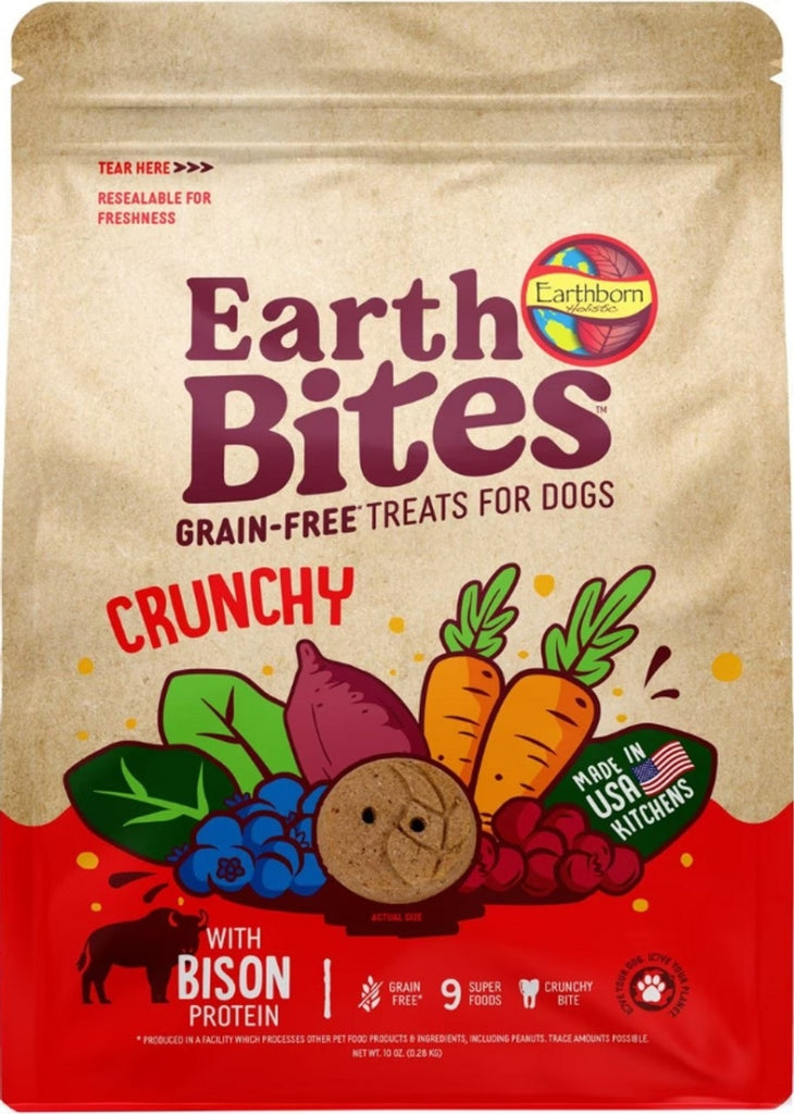 Earthborn Holistic EarthBites Grain-Free Bison Dog Treats, Crunchy Biscuits, 2 lb Bag