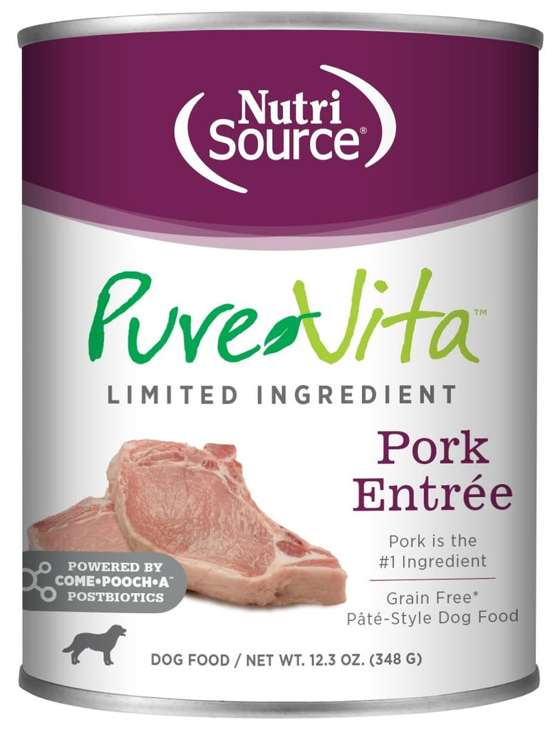 PureVita Pork Entree Grain-Free Wet Dog Food, 12.3 oz Carton
