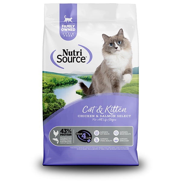 NutriSource Chicken & Salmon Grain-Free Dry Cat & Kitten Food, 12 lb