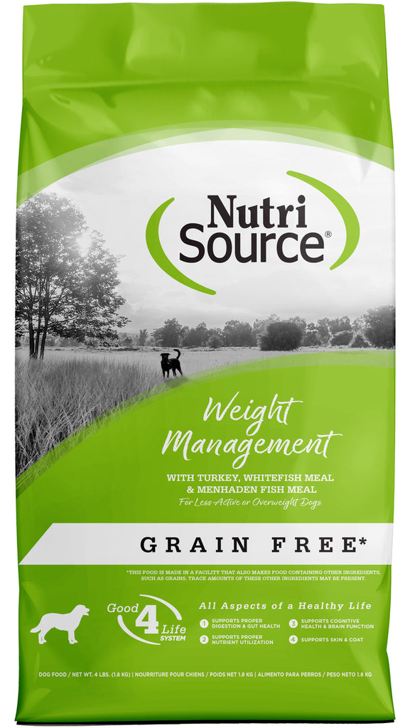 NutriSource Grain-Free Weight Management Dry Dog Food - Turkey & Whitefish, 4 lb