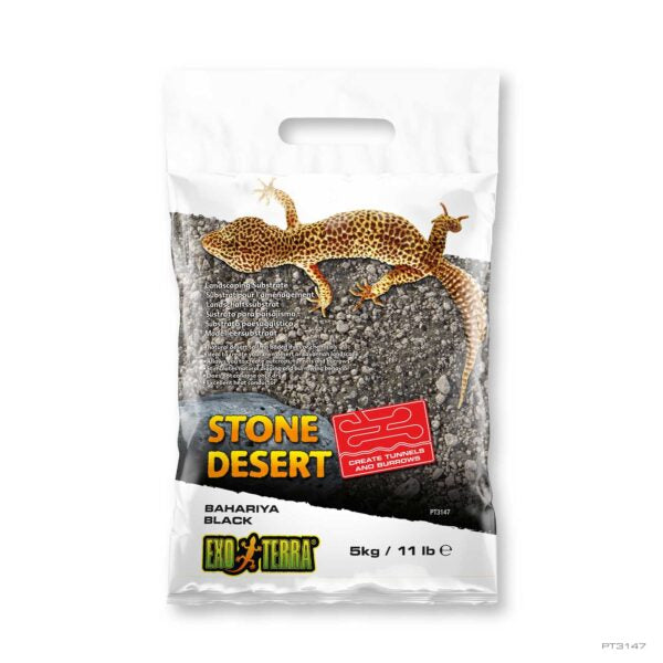 Exo Terra Stone Desert Bahariya Black Substrate - 22 lb / 10 kg - Reptile Terrarium Bedding