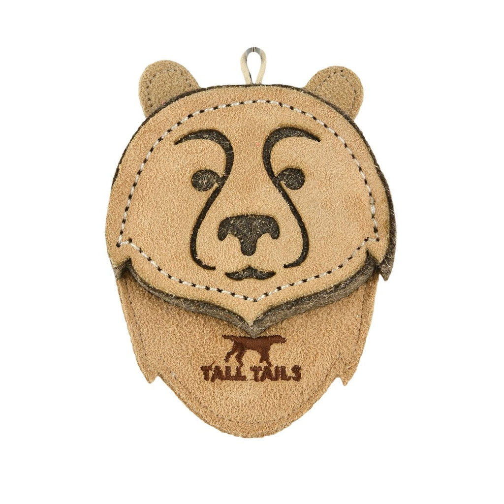 Tall Tails 4" Natural Leather Bear Toy for Small Dogs Rab...
