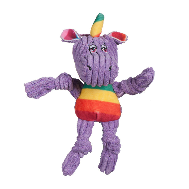Hugglehounds Wee 6" Purple Rainbow Unicorn Corduroy Knotties Dog Toy Plush