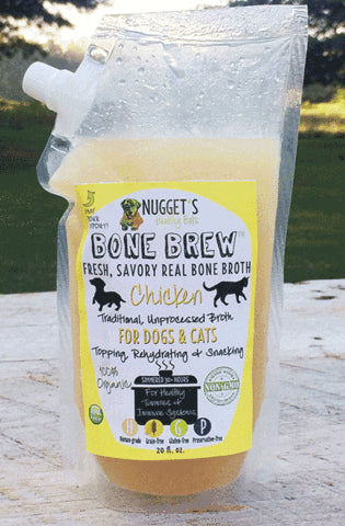 Nugget's Healthy Eats Dog Cat Frozen Bone Broth Chicken 20oz
