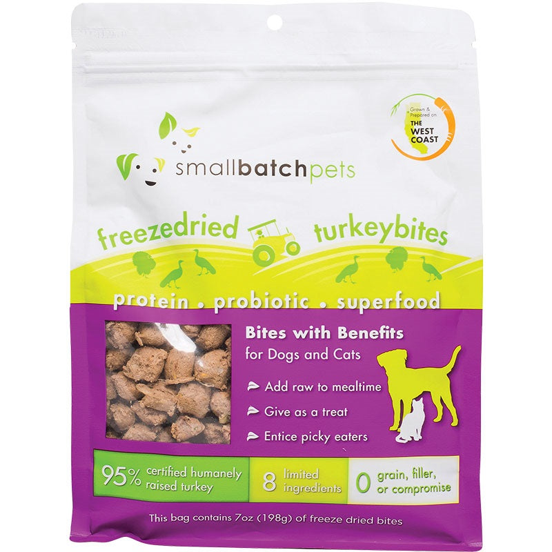 Smallbatch Freeze Dried Turkey Bites - Dog & Cat Treats, Superfood Booster, 7 oz