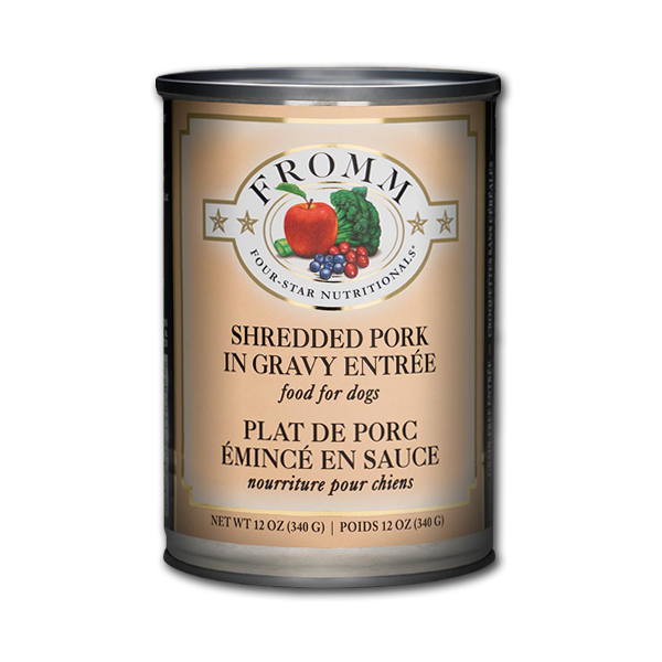 Fromm Four-Star Shredded Pork in Gravy Entrée Wet Dog Food - 12 oz Can / Grain-Free