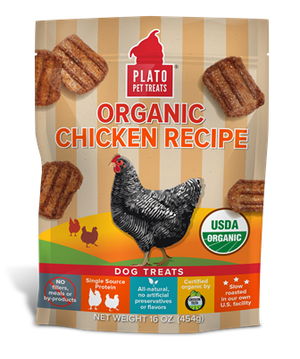 Plato Original Real Strips Organic Chicken Dog Treats, 3 oz