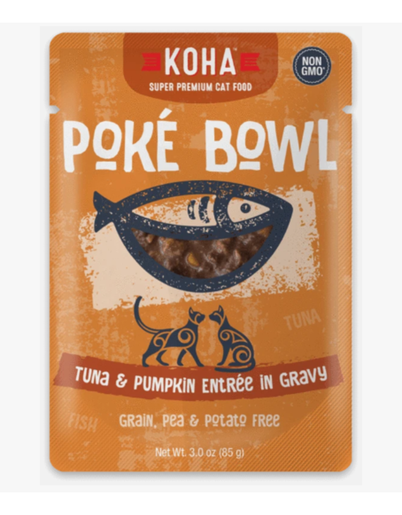 Koha Cat Poke Bowl Tuna & Pumpkin in Gravy, Grain-Free Wet Food, 3 oz Pouch