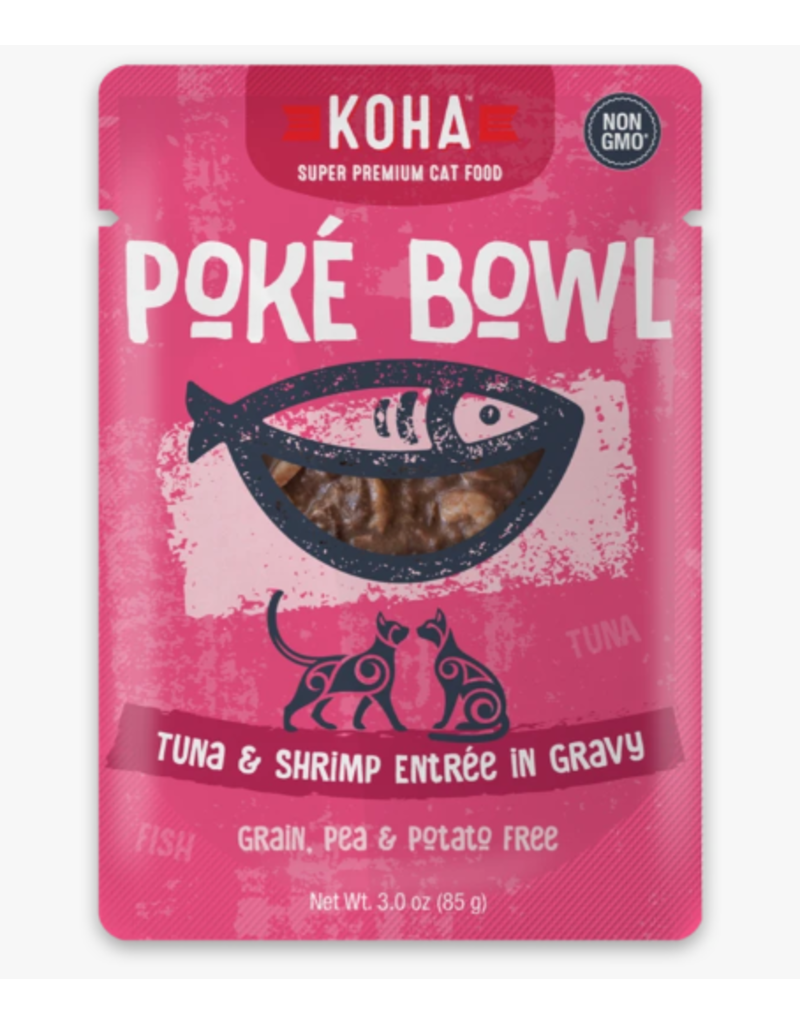 Koha Cat Poke Bowl Tuna & Shrimp in Gravy, 3 oz Pouch - Grain-Free Wet Food