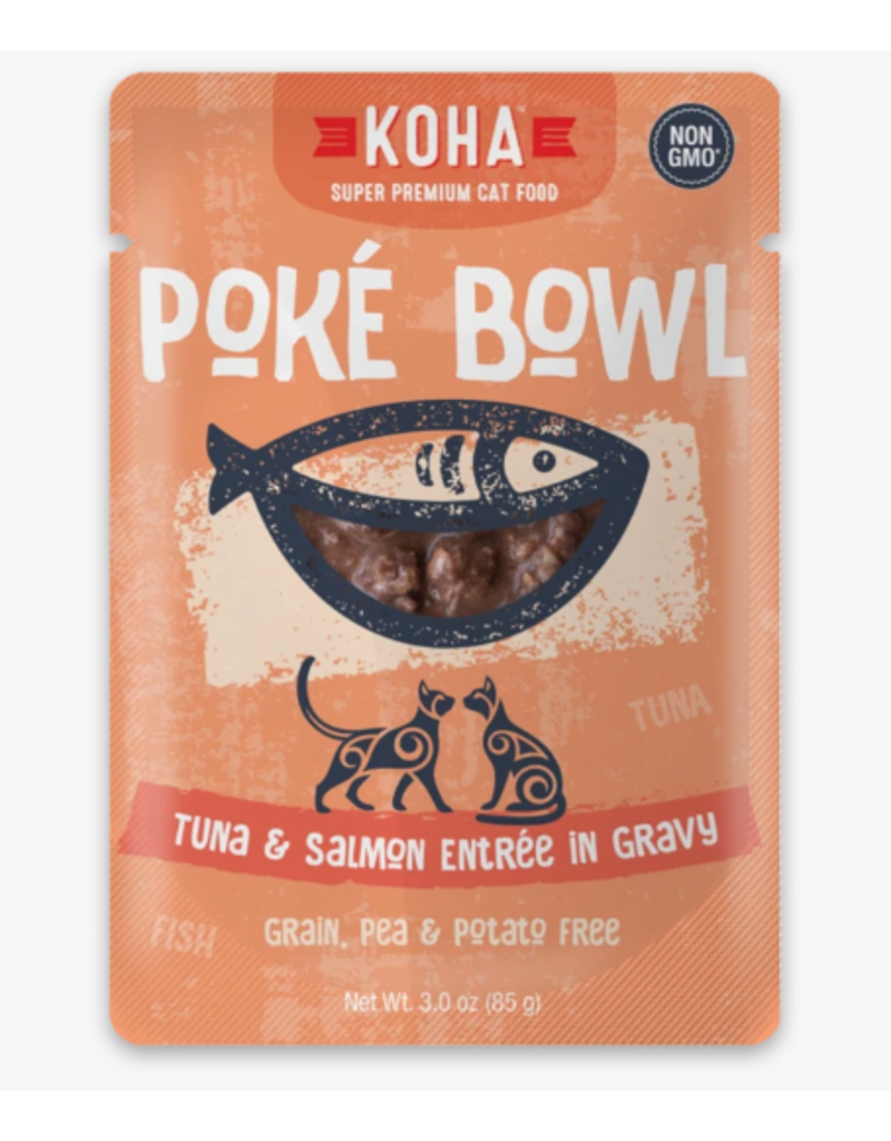 Koha Poké Bowl Tuna & Salmon Entrée in Gravy Wet Cat Food, 3 oz Pouch - Grain-Free