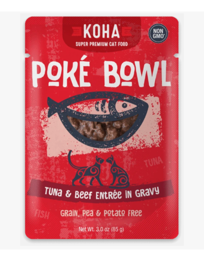 Koha Cat Poke Bowl Tuna & Beef Entree in Gravy Wet Food Pouch, 3 oz