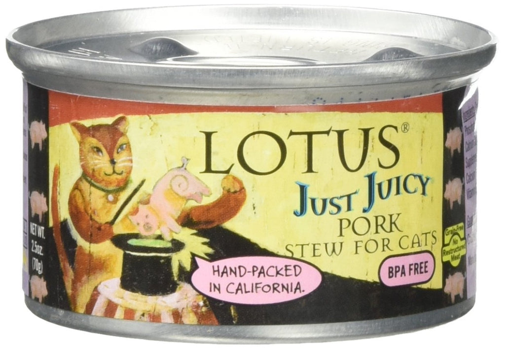 Lotus Just Juicy Pork Stew Grain-Free Wet Cat Food, 2.5 oz Can