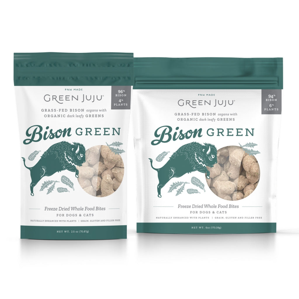 Green Juju Bison Green Freeze-Dried Dog & Cat Treats, 6 oz - Whole Food Bites & Meal Topper
