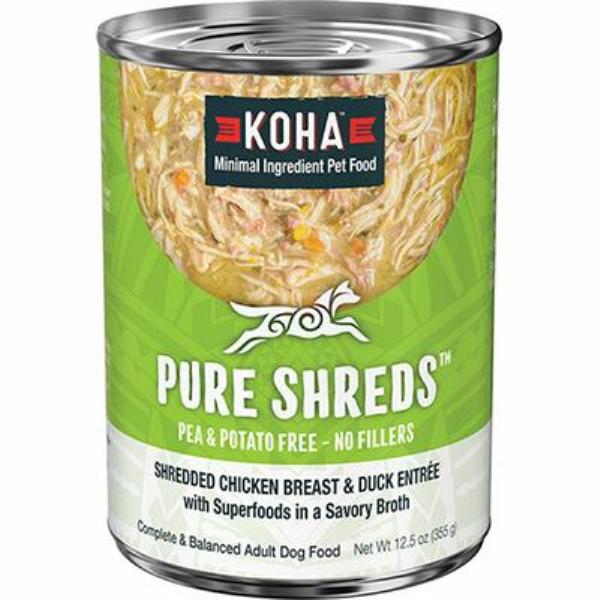 Koha Pure Shreds Grain-Free Chicken & Duck Wet Dog Food, 12.5 oz Can