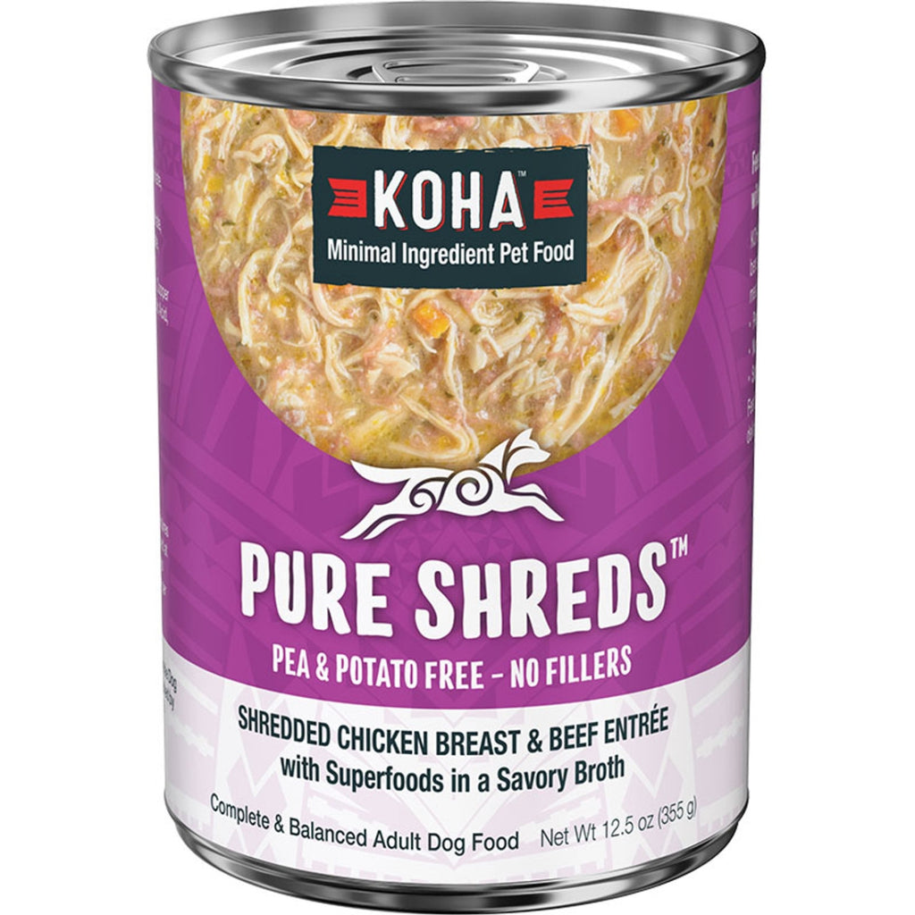 Koha Pure Shreds Grain-Free Chicken & Beef Canned Dog Food, 12.5 oz