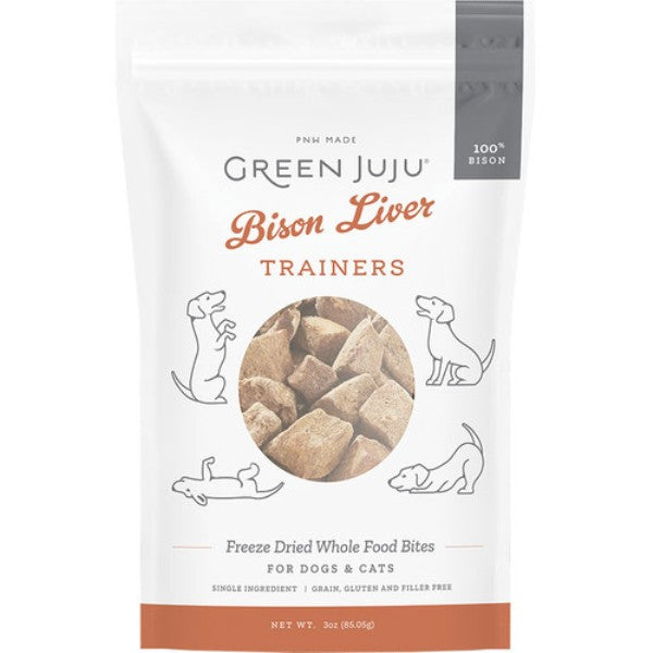 Green Juju Freeze Dried Bison Liver Dog & Cat Training Treats, 3oz
