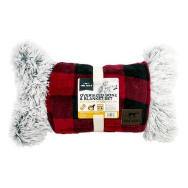 88217572 Large Bone Plaid Pillow & Blanket Gift Set