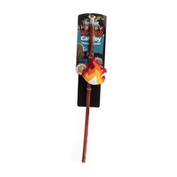 Fabcat Happy Camper Teaser Wand Cat Toy - Campfire Catnip Toy