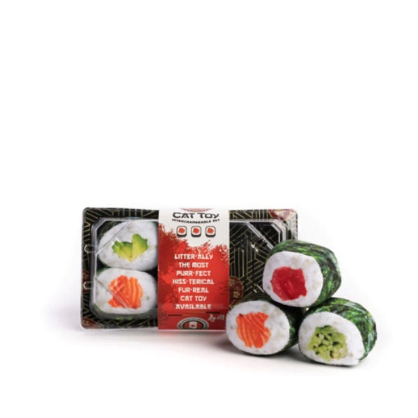 Fabcat Sushi Tray with 6 Sushi Rolls Interactive Cat Toys