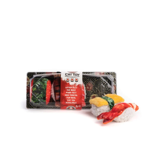 Fabdog Fabcat Sushi Tray Cat Toy - 5 Sushi Pieces with Catnip